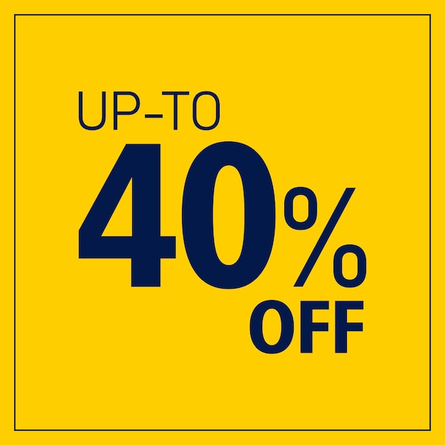 Hasta un 40 por ciento de descuento Diseño vectorial de color amarillo y azul Diseño de venta de Eps y archivo jpg