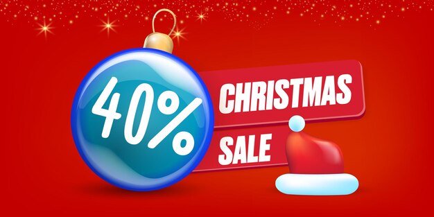 40 por ciento de descuento en plantilla de diseño de banner de venta de Navidad