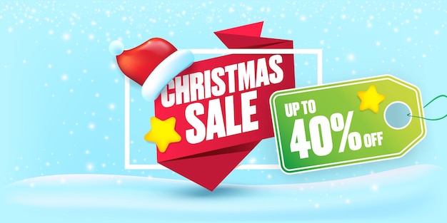 40 por ciento de descuento en plantilla de diseño de banner de venta de Navidad
