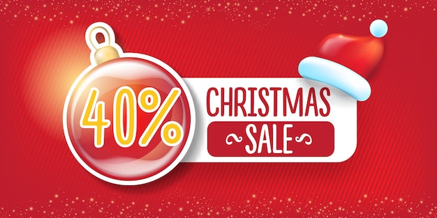 40 por ciento de descuento en plantilla de diseño de banner de venta de Navidad