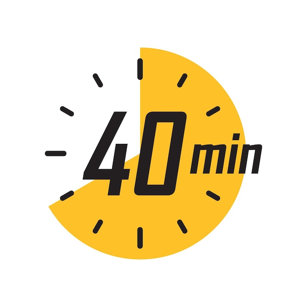 40 minutos en el icono del cronómetro en estilo plano Ilustración vectorial del temporizador de la cara del reloj en un fondo aislado Concepto de negocio de señal de cuenta atrás
