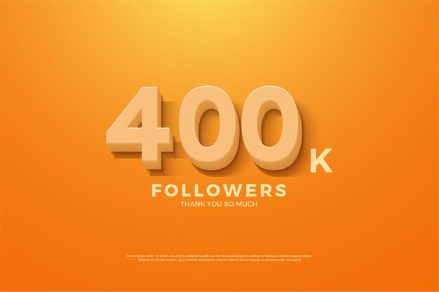 400.000 seguidores con números en 3D que aparecen en el fondo