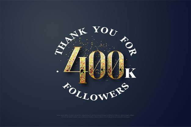 400k seguidores con números formados con purpurina dorada.