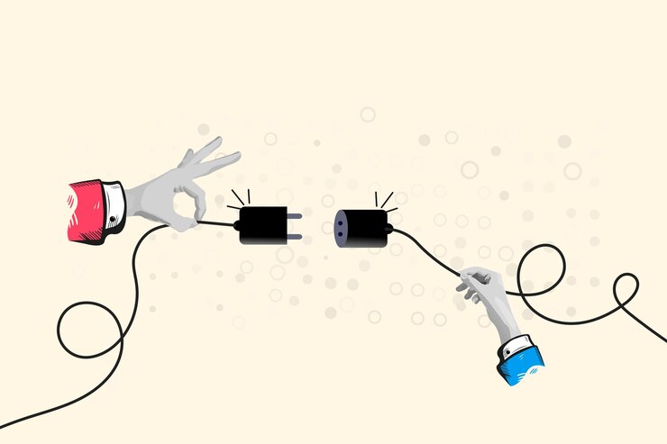 Vector 404 o desconectar tirar del enchufe eléctrico para desconectarse de internet