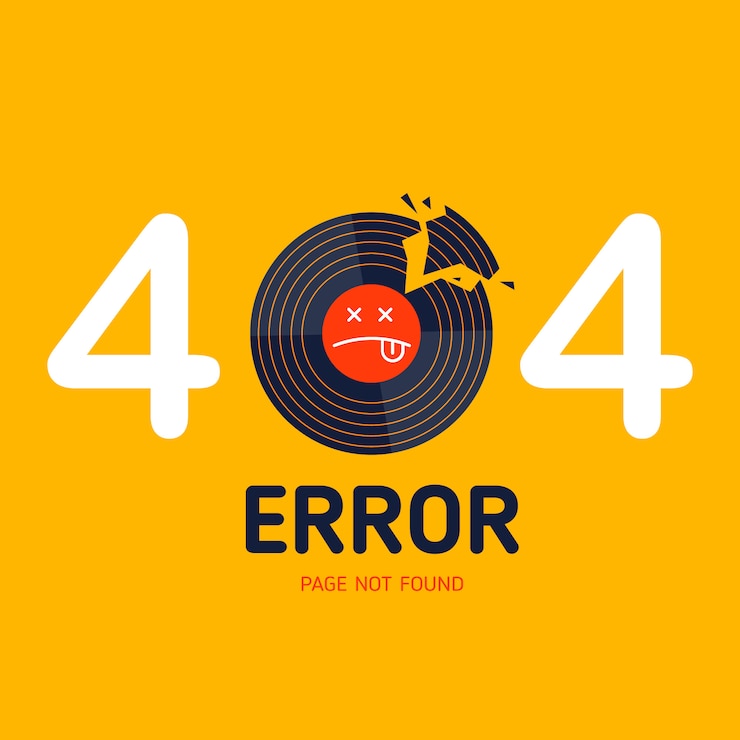 Vector 404 página de error no encontrada música de vinilo rota