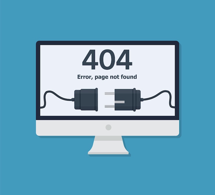 Vector 404 página de error no encontrada en la pantalla del teléfono móvil de la tableta de la computadora signo de error de enlace de internet