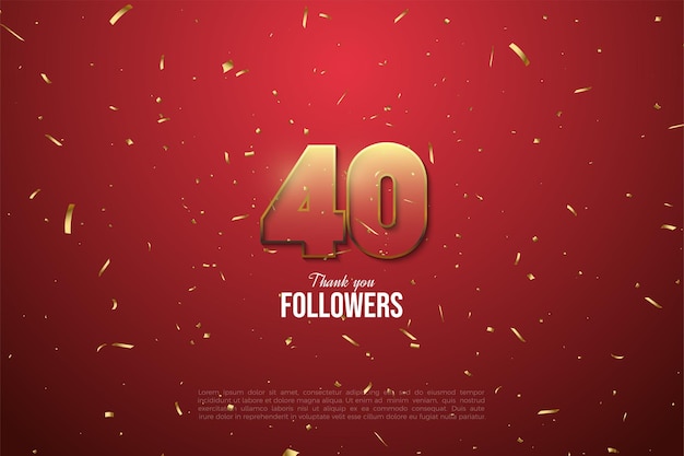 40k seguidores con números transparentes y chispas de cinta dorada