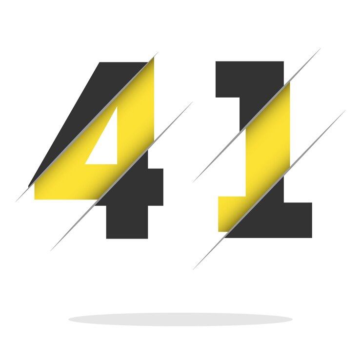 Vector 41 4 1 diseño de logotipo numérico con corte creativo y fondo de círculo negro diseño de logotipo creativo