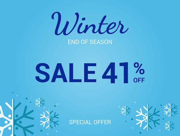 41 de venta banner Cuarenta y un por ciento oferta especial de invierno Fin de temporada venta Banner Vector