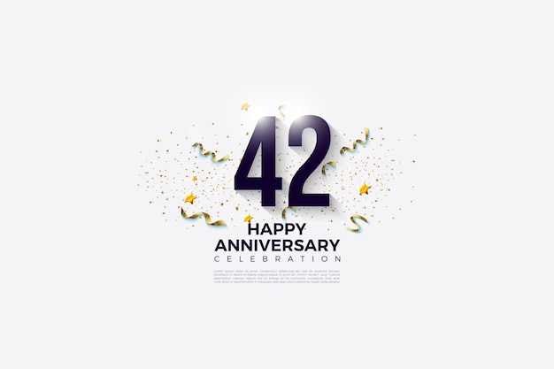 El 42 aniversario con números decorados con celebraciones festivas