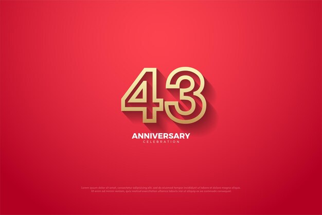 43 aniversario con números con bordes marrones