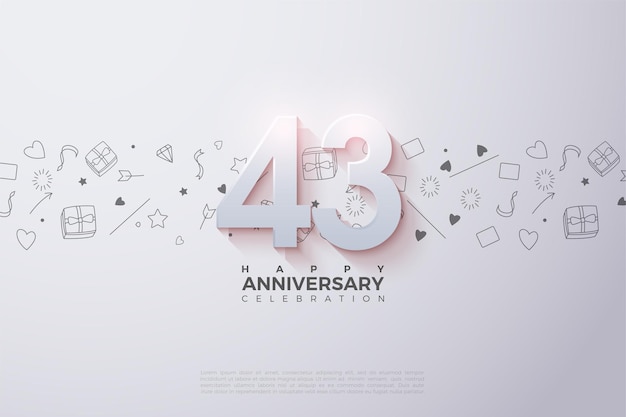 43 aniversario con números suaves en 3d
