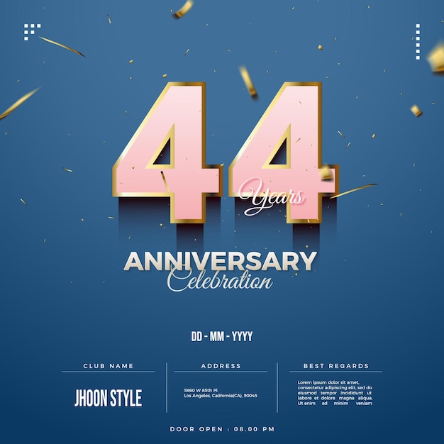 44 aniversario con color rosa numeral.