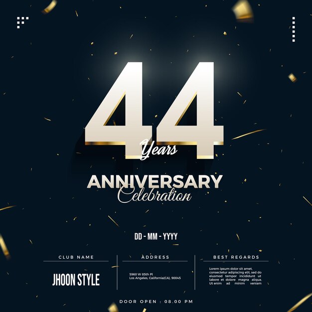 44 aniversario con un concepto de color simple