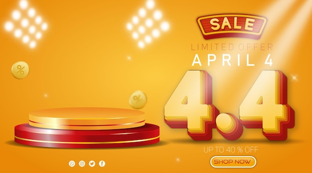 44 venta 4 de abril diseño de plantilla de banner de promoción para web o redes sociales con producto de podio