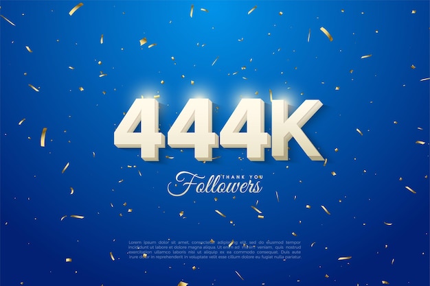 444k seguidores con ilustración de números blancos en la nube