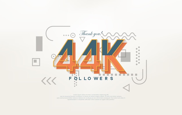 44k seguidores Gracias con coloridos números de dibujos animados ilustraciones