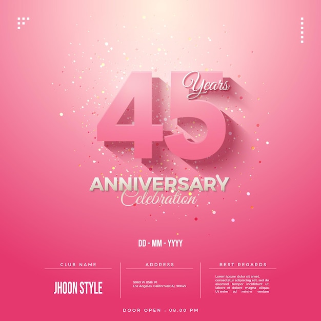 45 aniversario con coloración romántica.