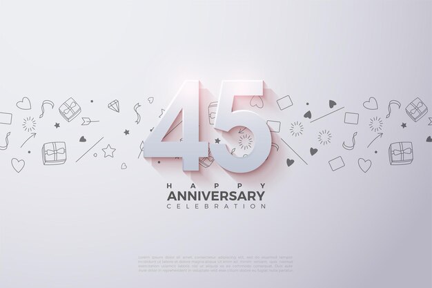 45 aniversario con números en 3D sutilmente sombreados