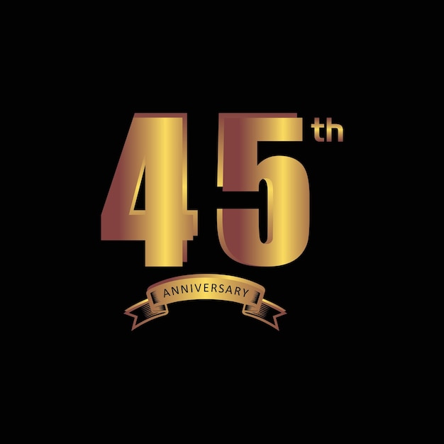 45 aniversario Vector edición de oro sobre fondo negro