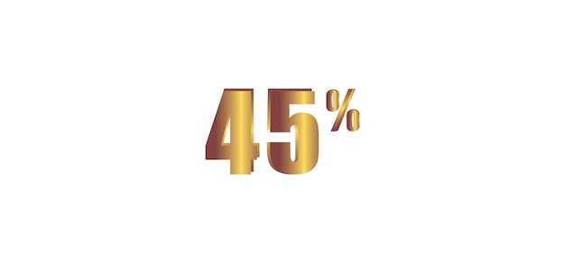 45 por ciento sobre fondo blanco imagen vectorial aislada de oro 3D