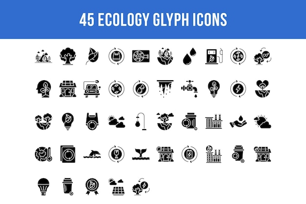 45 iconos de glifos de ecología