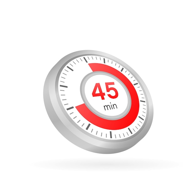 Los 45 minutos, icono de vector de cronómetro