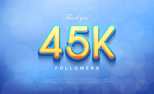 45k número para agradecer a los seguidores único fondo azul bokeh