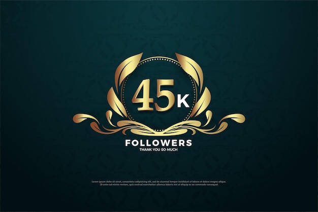 45k seguidores con ilustración de marco de pan de oro