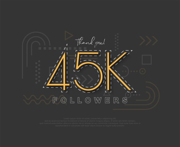 45k seguidores únicos y simples con números y líneas delgadas