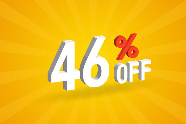 46 por ciento de descuento en 3D Diseño de campañas promocionales especiales 46 por ciento en 3D Oferta de descuento para venta y comercialización