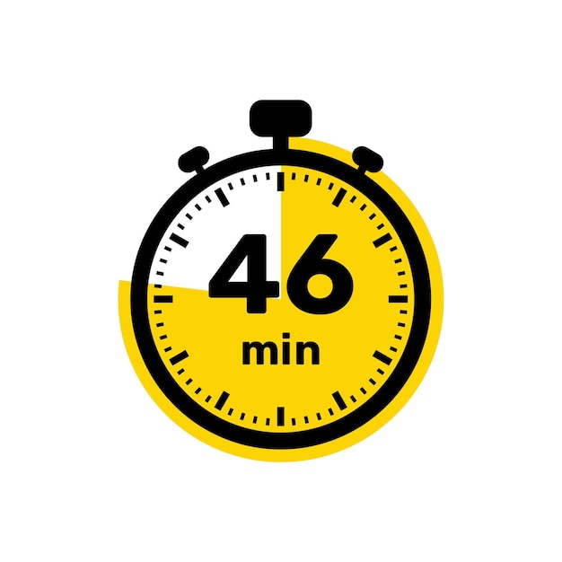 46 minutos reloj analógico icono diseño de fondo blanco