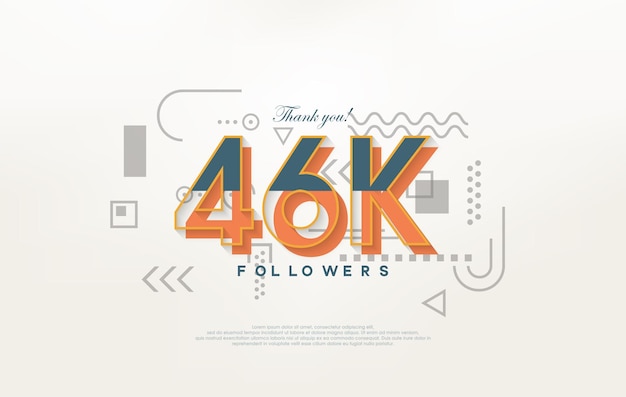 46k seguidores Gracias con coloridos números de dibujos animados ilustraciones