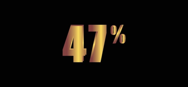 47 por ciento sobre fondo negro imagen vectorial aislada de oro 3D