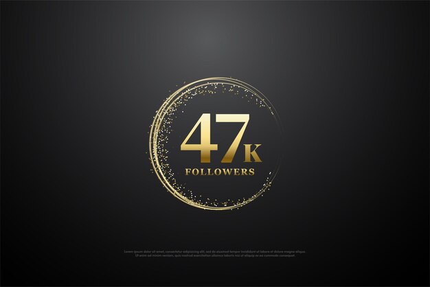 47k seguidores con marco de brillo dorado brillante