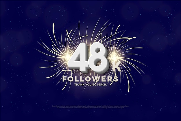 48k seguidores con chispas fuegos artificiales diseño de fondo vector premium