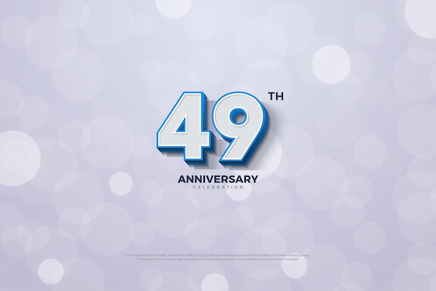 49 aniversario con sombra de número azul