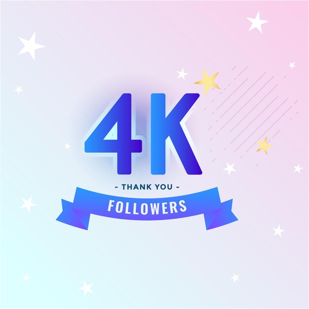 4K Seguidor celebración 4K en línea social festivo estandarte 4K Número azul en fondo gradiente con