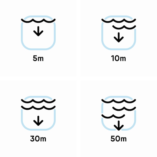 5 30 50 metros señales de información de profundidad bajo el agua