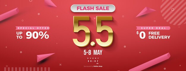 5 5 Venta flash con números dorados y ofertas especiales