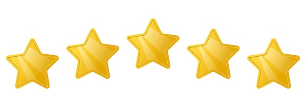 5 Estrellas con brillo dorado Símbolos de calificación Marca de calidad de alta puntuación
