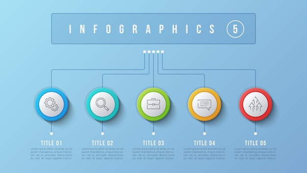 5 opciones de diseño infográfico, diagrama de estructura, presentacion