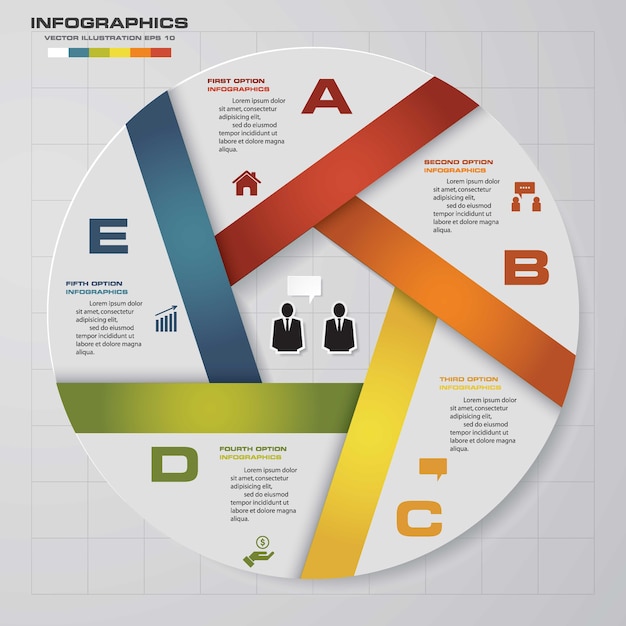5 pasos cíclicos elementos de infografías.