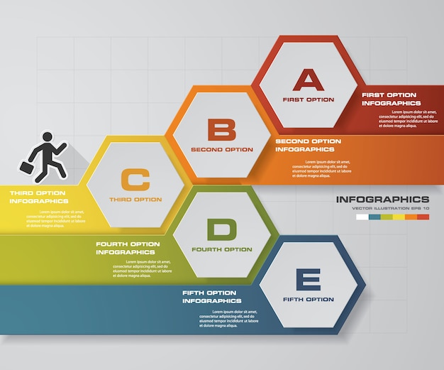 5 pasos grafican elementos de la infografía. ilustración del vector.