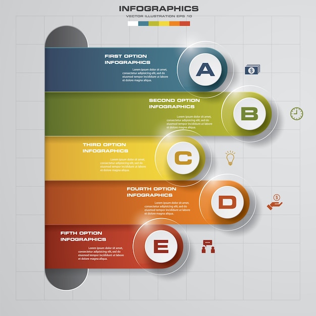 5 pasos de la plantilla de infografía timeline