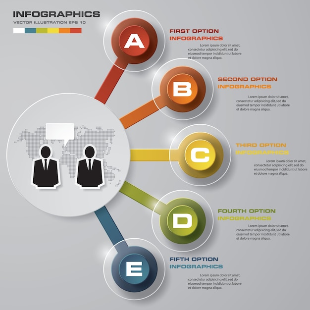 5 pasos proceso elemento de infografía para la presentación.