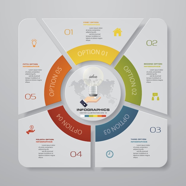 5 pasos tabla infografía elementos