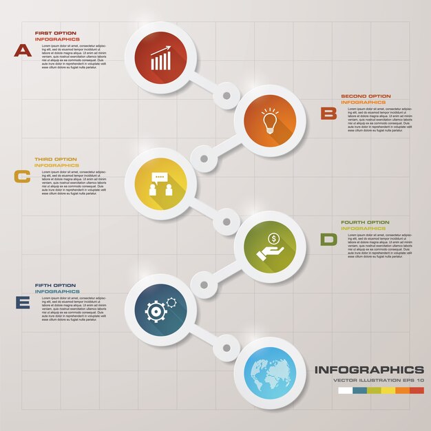 5 pasos timeline infographic element.