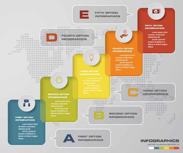 5 pasos Timeline infographic element.