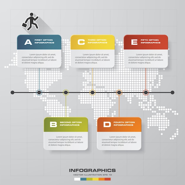 5 pasos timeline infographic element